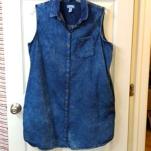 Studio West Woman's Plus Sleeveless Denim Dress 2x